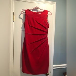 Red Calvin Klein Sunburst Sheath Dress (size 6)